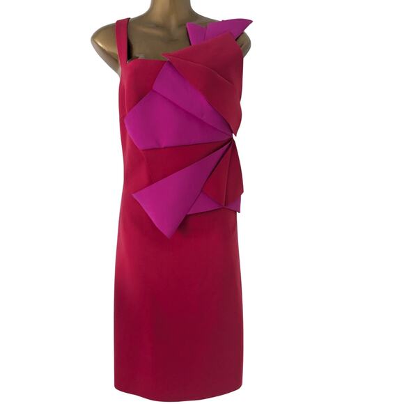 PH5 Sz 8 ORIGAMI A-Line Colorblock Bold Color Dress EUC - Picture 2 of 11
